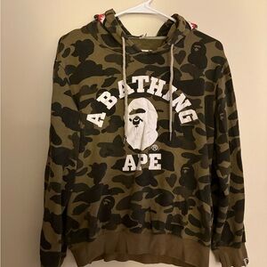 A Bathing Ape BAPE 1st Camo Pullover Hoodie Olive Green Size M